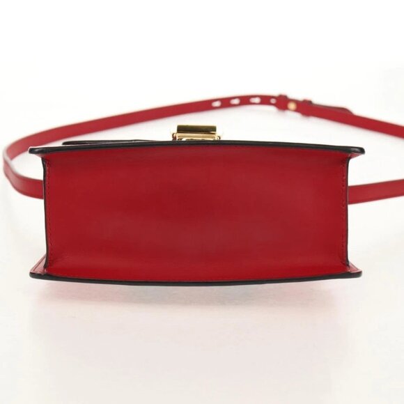 GUCCI Silvi Sherry Line Hand Bag Leather 3way Red Gold - Picture 5 of 15